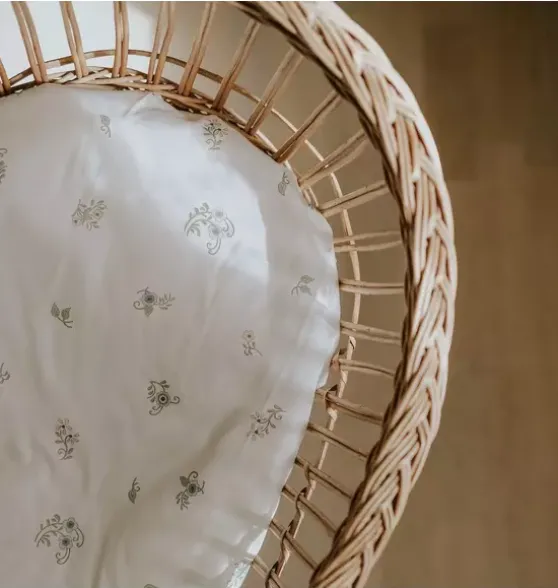 Fleur + Stripe Crib Sheet - Ivory