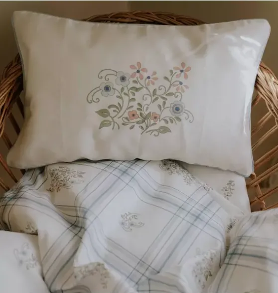 Fleur + Stripe Toddler Pillow Set - Ivory