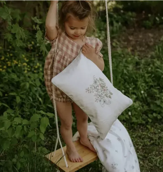 Fleur + Stripe Toddler Pillow Set - Ivory