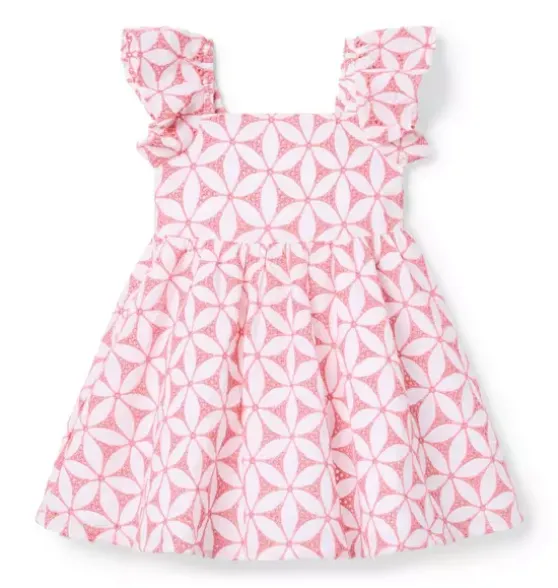 Floral Eyelet Flutter Sleeve Dress