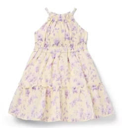 Floral Halter Ruffle Dress