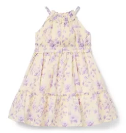 Floral Halter Ruffle Dress