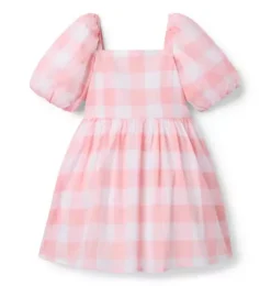 Gingham Puff Sleeve Dress