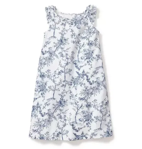 Girl's Twill Amelie Nightgown in Blue Timeless Toile