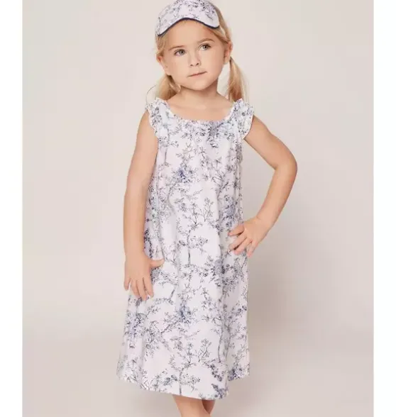 Girl's Twill Amelie Nightgown in Blue Timeless Toile