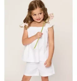 Girl's Twill Clara Short Set in White