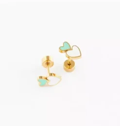 Heart Stack Stud Earrings