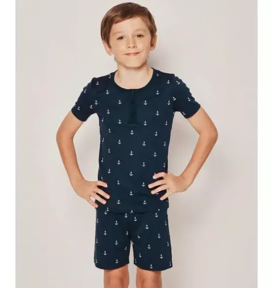 Kid's Snug Fit Short Pajama Set in Portsmouth Anchors