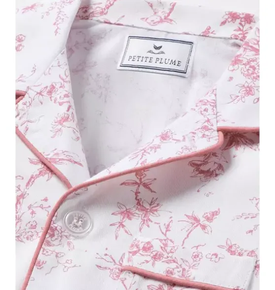 Kid's Twill Pajama Set in Pink Timeless Toile