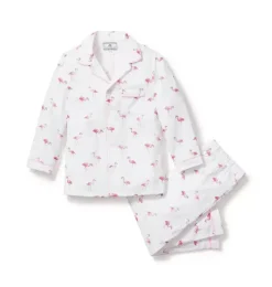 Kid's Twill Pajama Set in Flamingos