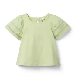 Lace Trim Puff Sleeve Top