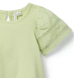 Lace Trim Puff Sleeve Top