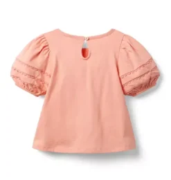 Lace Trim Puff Sleeve Top