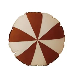 &ldquo;Caramel Circus&rdquo; Round Patchwork Pillow
