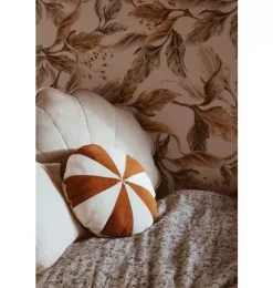 &ldquo;Caramel Circus&rdquo; Round Patchwork Pillow