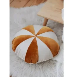 &ldquo;Gold Circus&rdquo; Round Patchwork Pillow