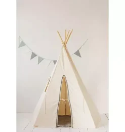&ldquo;Grey Pompoms&rdquo; Teepee Tent with Pompoms