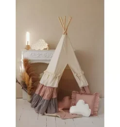 &ldquo;Powder Frills&rdquo; Teepee Tent with Frills and "Powder Pink" Shell Mat Set