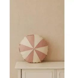 &ldquo;Powder Pink Circus&rdquo; Round Patchwork Pillow
