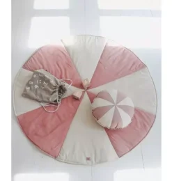 &ldquo;Powder Pink Circus&rdquo; Round Patchwork Pillow