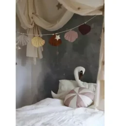 &ldquo;Powder Pink Circus&rdquo; Round Patchwork Pillow