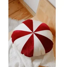 &ldquo;Red Circus&rdquo; Round Patchwork Pillow
