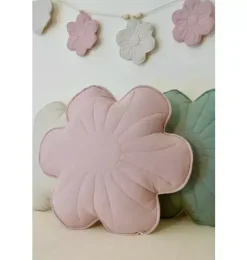 Linen "Powder Rose" Flower Pillow