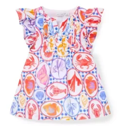 Ocean Icon Ruffle Sleeve Dress