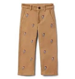 PEANUTS&trade; Snoopy Santa Embroidered Twill Pant