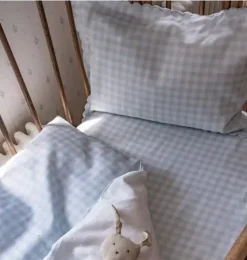 Picnic Gingham Crib Sheet - Blue