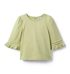 Pintuck Ruffle Sleeve Top