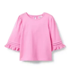 Pintuck Ruffle Sleeve Top