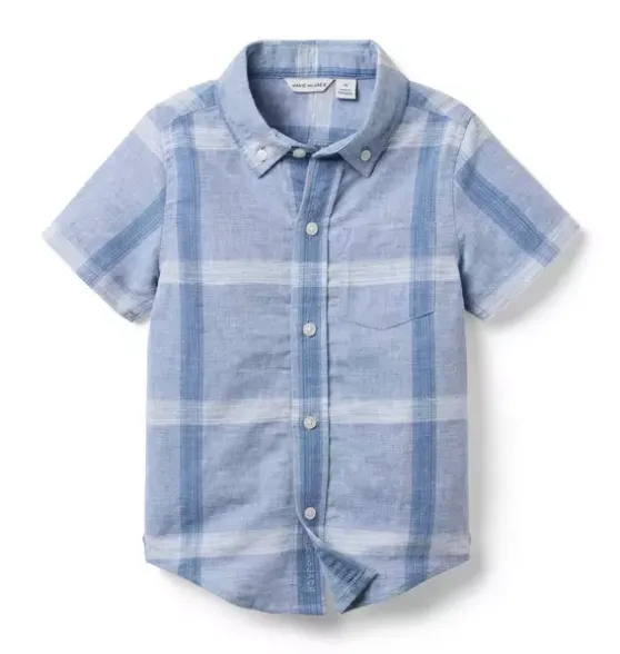 Plaid Linen-Cotton Shirt