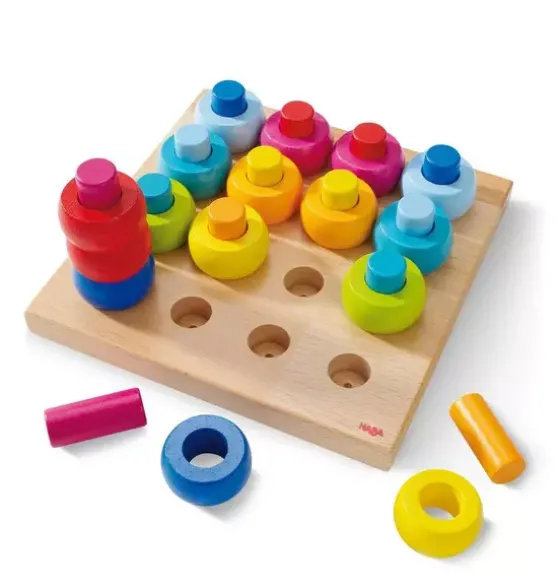 Rainbow Whirls Wooden Sorting and Stacking Game