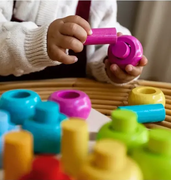 Rainbow Whirls Wooden Sorting and Stacking Game