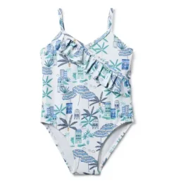 Recycled Coastal Getaway Ruffle Swimsuit