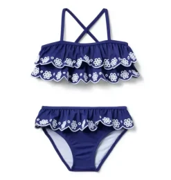 Recycled Eyelet Ruffle 2-Piece Swimsuit