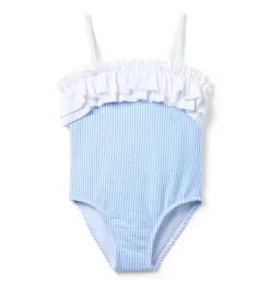Recycled Striped Ruffle Swimsuit