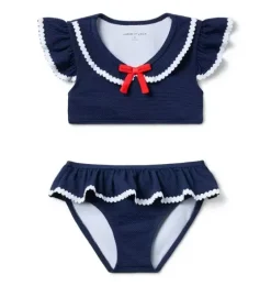 Recycled Textured Ruffle 2-Piece Swimsuit