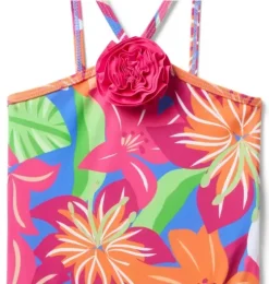 Recycled Tropical Floral Rosette Swimsuit