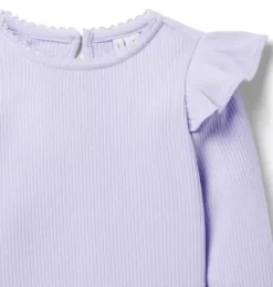 Ribbed Ruffle Shoulder Top
