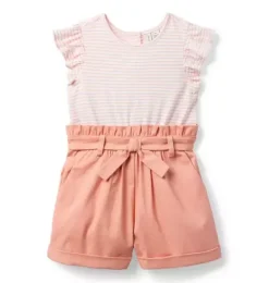 Striped Paperbag Waist Romper