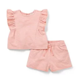 Striped Ruffle Matching Set