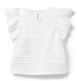 Textured Stripe Ruffle Sleeve Top