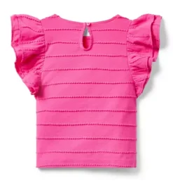 Textured Stripe Ruffle Sleeve Top