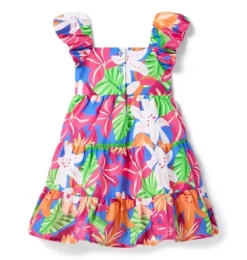 Tropical Floral Tiered Dress