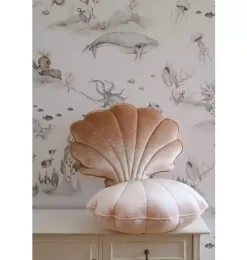 Velvet &ldquo;Beige Pearl&rdquo; Shell Pillow