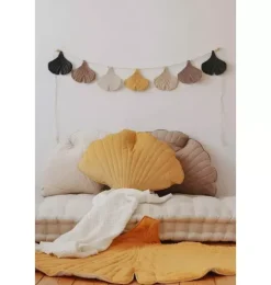Velvet &ldquo;Honey&rdquo; Ginkgo Leaf Pillow