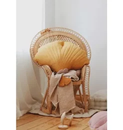 Velvet &ldquo;Honey&rdquo; Ginkgo Leaf Pillow