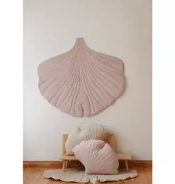 Velvet &ldquo;Powder Pink&rdquo; Ginkgo Leaf Pillow